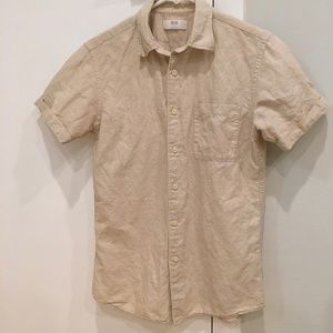 Tan short sleeve linen button up